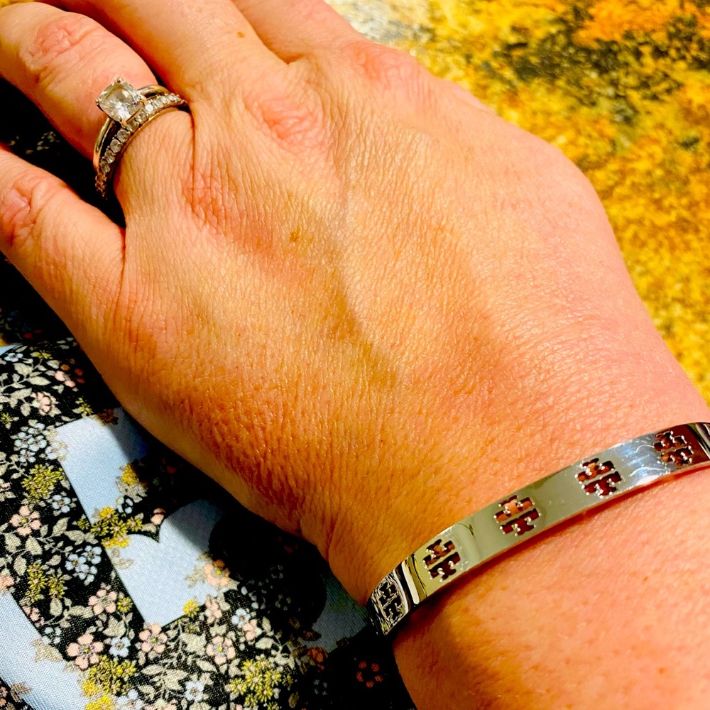 Tory Burch Silver Logo Cuff